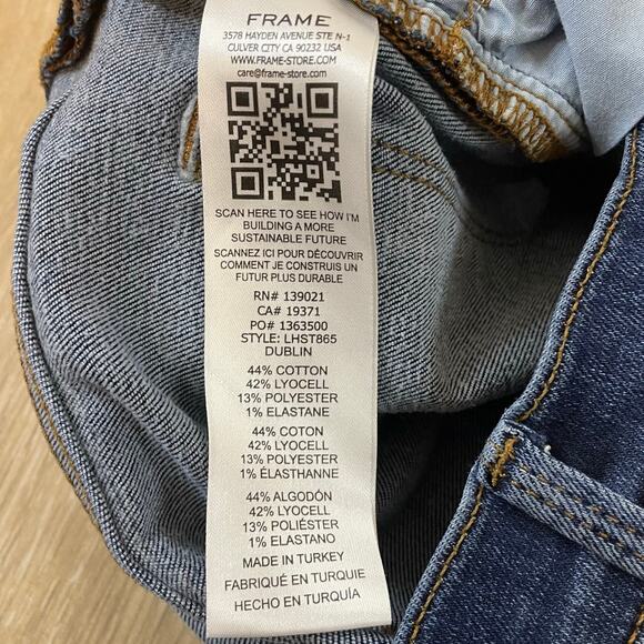 FRAME Le High Straight Jeans Women’s Size 26 Blue High Rise Cropped Hemmed Denim - Picture 8 of 9